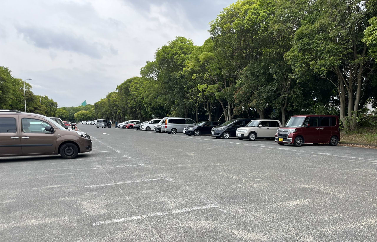 大泉緑地の園内風景。駐車場